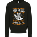 Female Biker Boots Funny Motorbike Mens Sweatshirt Jumper Black