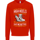 Female Biker Boots Funny Motorbike Mens Sweatshirt Jumper Bright Red