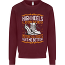 Female Biker Boots Funny Motorbike Mens Sweatshirt Jumper Maroon
