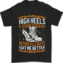 Female Biker Boots Funny Motorbike Mens T-Shirt 100% Cotton Black