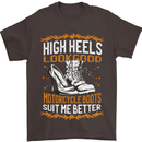 Female Biker Boots Funny Motorbike Mens T-Shirt 100% Cotton Dark Chocolate
