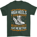 Female Biker Boots Funny Motorbike Mens T-Shirt 100% Cotton Forest Green