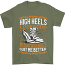 Female Biker Boots Funny Motorbike Mens T-Shirt 100% Cotton Military Green