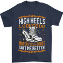 Female Biker Boots Funny Motorbike Mens T-Shirt 100% Cotton Navy Blue