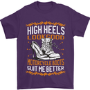 Female Biker Boots Funny Motorbike Mens T-Shirt 100% Cotton Purple
