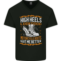 Female Biker Boots Funny Motorbike Mens V-Neck Cotton T-Shirt Black