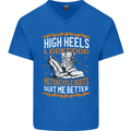 Female Biker Boots Funny Motorbike Mens V-Neck Cotton T-Shirt Royal Blue