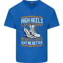Female Biker Boots Funny Motorbike Mens V-Neck Cotton T-Shirt Royal Blue