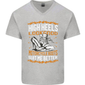 Female Biker Boots Funny Motorbike Mens V-Neck Cotton T-Shirt Sports Grey