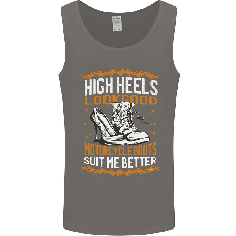 Female Biker Boots Funny Motorbike Mens Vest Tank Top Charcoal