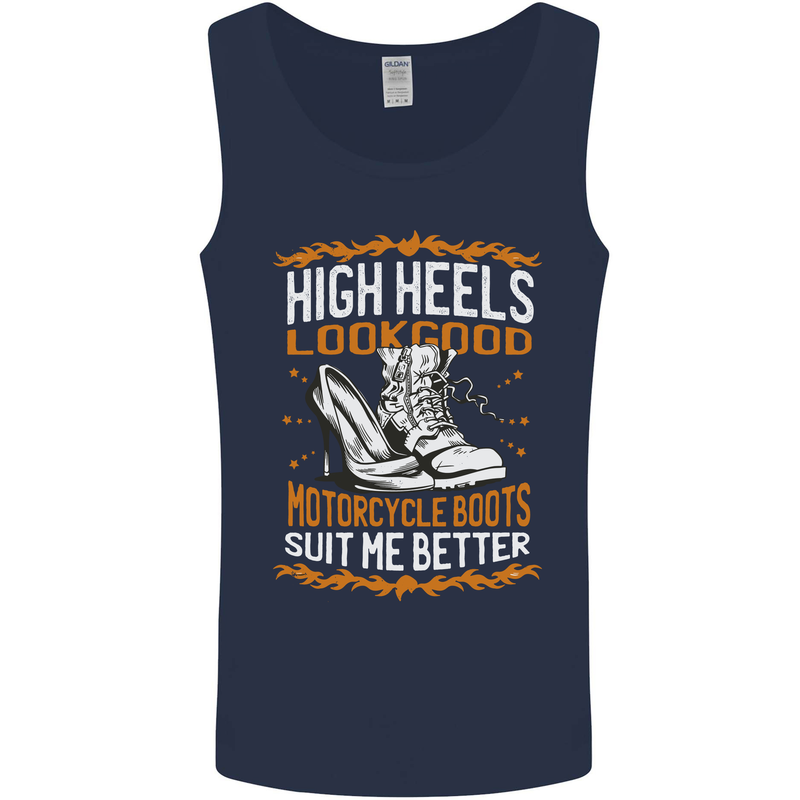 Female Biker Boots Funny Motorbike Mens Vest Tank Top Navy Blue