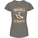 Female Biker Boots Funny Motorbike Womens Petite Cut T-Shirt Charcoal