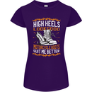 Female Biker Boots Funny Motorbike Womens Petite Cut T-Shirt Purple