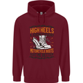 Female Biker Boots Funny Motorcycle Childrens Kids Hoodie Maroon