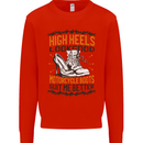 Female Biker Boots Funny Motorcycle Kids Sweatshirt Jumper Bright Red