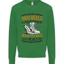 Female Biker Boots Funny Motorcycle Kids Sweatshirt Jumper Irish Green
