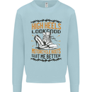 Female Biker Boots Funny Motorcycle Kids Sweatshirt Jumper Light Blue