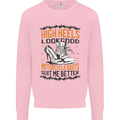 Female Biker Boots Funny Motorcycle Kids Sweatshirt Jumper Light Pink