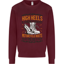 Female Biker Boots Funny Motorcycle Kids Sweatshirt Jumper Maroon