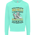 Female Biker Boots Funny Motorcycle Kids Sweatshirt Jumper Peppermint