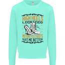 Female Biker Boots Funny Motorcycle Kids Sweatshirt Jumper Peppermint