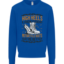 Female Biker Boots Funny Motorcycle Kids Sweatshirt Jumper Royal Blue