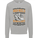 Female Biker Boots Funny Motorcycle Kids Sweatshirt Jumper Sports Grey