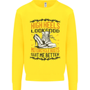 Female Biker Boots Funny Motorcycle Kids Sweatshirt Jumper Yellow