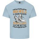 Female Biker Boots Funny Motorcycle Kids T-Shirt Childrens Light Blue