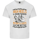 Female Biker Boots Funny Motorcycle Kids T-Shirt Childrens White