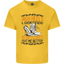 Female Biker Boots Funny Motorcycle Kids T-Shirt Childrens Yellow