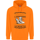 Female Biker Boots Funny Motorcycle Mens 80% Cotton Hoodie Orange