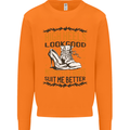 Female Biker Boots Funny Motorcycle Mens Sweatshirt Jumper Orange