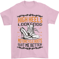 Female Biker Boots Funny Motorcycle Mens T-Shirt 100% Cotton Light Pink
