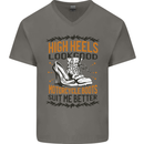 Female Biker Boots Funny Motorcycle Mens V-Neck Cotton T-Shirt Charcoal