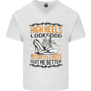 Female Biker Boots Funny Motorcycle Mens V-Neck Cotton T-Shirt White