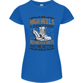 Female Biker Boots Funny Motorcycle Womens Petite Cut T-Shirt Royal Blue