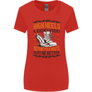 Female Biker Boots Funny Motorcycle Womens Wider Cut T-Shirt Red