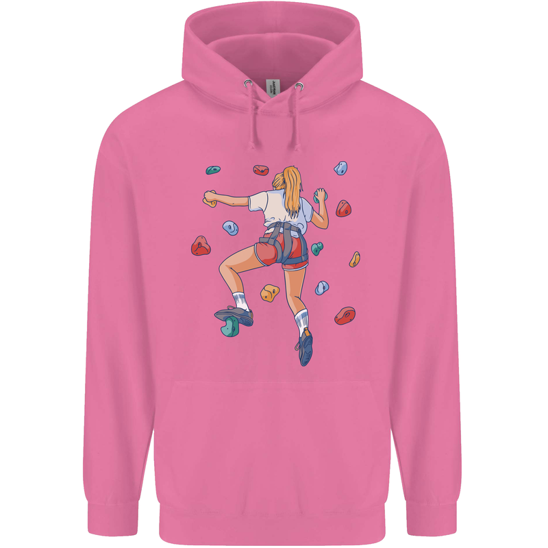 Female Rock Climber Climbing Wall Childrens Kids Hoodie Azalea