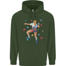 Female Rock Climber Climbing Wall Childrens Kids Hoodie Forest Green