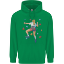 Female Rock Climber Climbing Wall Childrens Kids Hoodie Irish Green