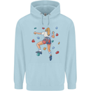 Female Rock Climber Climbing Wall Childrens Kids Hoodie Light Blue