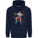 Female Rock Climber Climbing Wall Childrens Kids Hoodie Navy Blue
