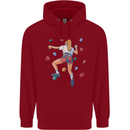 Female Rock Climber Climbing Wall Childrens Kids Hoodie Red