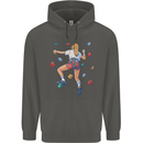 Female Rock Climber Climbing Wall Childrens Kids Hoodie Storm Grey