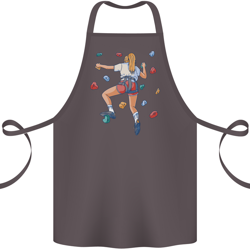 Female Rock Climber Climbing Wall Cotton Apron 100% Organic Dark Grey