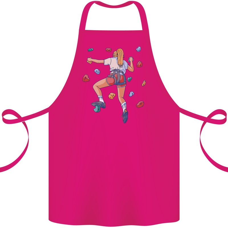 Female Rock Climber Climbing Wall Cotton Apron 100% Organic Pink