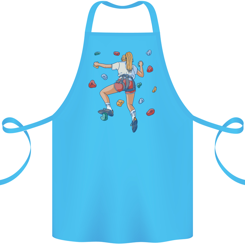 Female Rock Climber Climbing Wall Cotton Apron 100% Organic Turquoise