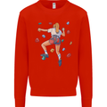 Female Rock Climber Climbing Wall Kids Sweatshirt Jumper Bright Red