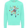 Female Rock Climber Climbing Wall Kids Sweatshirt Jumper Peppermint